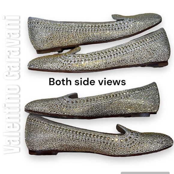 Valentino Garavani Glam Micro-Rockstud Ballet Flat Smoking Slipper Women’s 37.5 - Picture 3 of 15